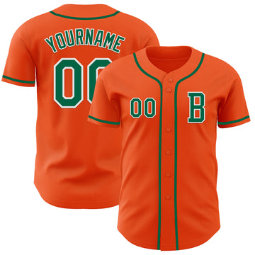 Custom Orange Kelly Green-White Authentic Baseball Jersey