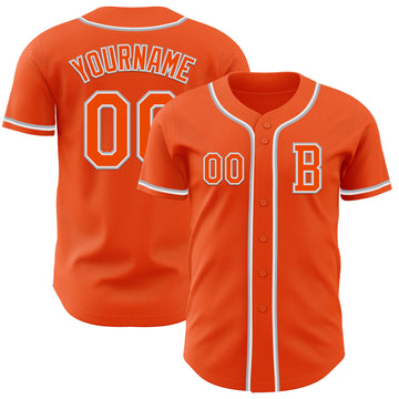 Custom Orange White-Gray Authentic Baseball Jersey