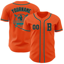 Load image into Gallery viewer, Custom Orange Black-Teal Authentic Baseball Jersey
