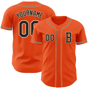 Custom Orange Black-City Cream Authentic Baseball Jersey