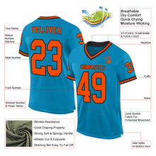 Load image into Gallery viewer, Custom Panther Blue Orange-Black Mesh Authentic Throwback Football Jersey
