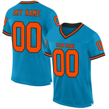 Load image into Gallery viewer, Custom Panther Blue Orange-Black Mesh Authentic Throwback Football Jersey
