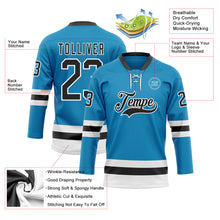 Load image into Gallery viewer, Custom Panther Blue Black-White Hockey Lace Neck Jersey
