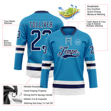 Load image into Gallery viewer, Custom Panther Blue Navy-White Hockey Lace Neck Jersey
