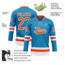 Load image into Gallery viewer, Custom Panther Blue Orange-White Hockey Lace Neck Jersey
