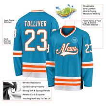 Load image into Gallery viewer, Custom Panther Blue White-Orange Hockey Jersey
