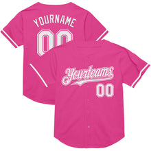 Load image into Gallery viewer, Custom Pink White Mesh Authentic Throwback Baseball Jersey
