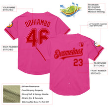 Load image into Gallery viewer, Custom Pink Red Mesh Authentic Throwback Baseball Jersey
