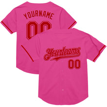 Load image into Gallery viewer, Custom Pink Red Mesh Authentic Throwback Baseball Jersey
