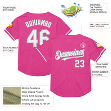 Load image into Gallery viewer, Custom Pink White-Gray Mesh Authentic Throwback Baseball Jersey
