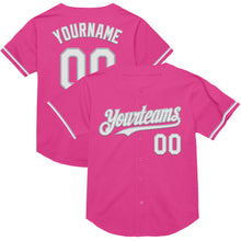 Load image into Gallery viewer, Custom Pink White-Gray Mesh Authentic Throwback Baseball Jersey
