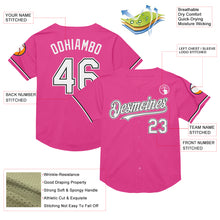 Load image into Gallery viewer, Custom Pink White-Black Mesh Authentic Throwback Baseball Jersey
