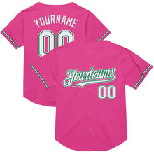 Load image into Gallery viewer, Custom Pink White-Kelly Green Mesh Authentic Throwback Baseball Jersey
