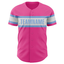 Load image into Gallery viewer, Custom Pink White-Light Blue Authentic Baseball Jersey
