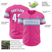 Load image into Gallery viewer, Custom Pink White-Light Blue Authentic Baseball Jersey
