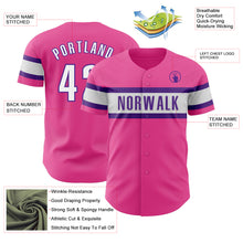 Load image into Gallery viewer, Custom Pink White-Purple Authentic Baseball Jersey
