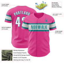 Load image into Gallery viewer, Custom Pink White-Teal Authentic Baseball Jersey
