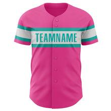 Load image into Gallery viewer, Custom Pink White-Aqua Authentic Baseball Jersey
