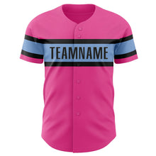 Load image into Gallery viewer, Custom Pink Light Blue-Black Authentic Baseball Jersey
