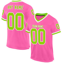 Load image into Gallery viewer, Custom Pink Neon Green-White Mesh Authentic Throwback Football Jersey
