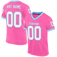 Load image into Gallery viewer, Custom Pink White-Light Blue Mesh Authentic Throwback Football Jersey
