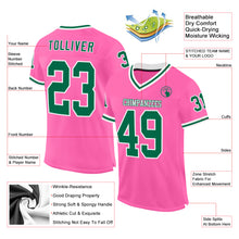 Load image into Gallery viewer, Custom Pink Kelly Green-White Mesh Authentic Throwback Football Jersey
