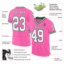 Load image into Gallery viewer, Custom Pink White-Kelly Green Mesh Authentic Throwback Football Jersey
