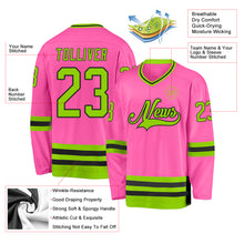 Load image into Gallery viewer, Custom Pink Neon Green-Black Hockey Jersey
