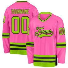 Load image into Gallery viewer, Custom Pink Neon Green-Black Hockey Jersey
