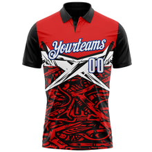 Load image into Gallery viewer, Custom Red Royal-Black 3D Bowling Performance Polo Shirt
