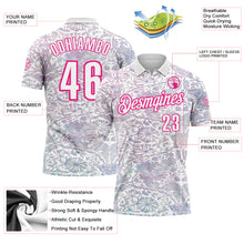 Load image into Gallery viewer, Custom White Hot Pink 3D Bowling Vintage Floral Performance Polo Shirt
