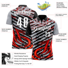 Load image into Gallery viewer, Custom Gray Black-Red 3D Bowling Line Performance Polo Shirt
