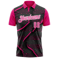 Load image into Gallery viewer, Custom Black Pink-Hot Pink 3D Bowling Dot Performance Polo Shirt
