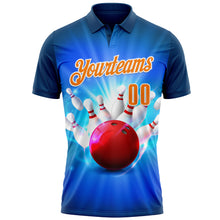 Load image into Gallery viewer, Custom Navy Bay Orange-White 3D Bowling Performance Polo Shirt
