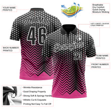 Load image into Gallery viewer, Custom Black Pink-Gray 3D Bowling Geometric Shape Performance Polo Shirt
