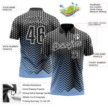 Load image into Gallery viewer, Custom Black Light Blue-Gray 3D Bowling Geometric Shape Performance Polo Shirt
