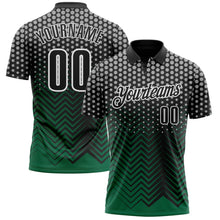 Load image into Gallery viewer, Custom Black Kelly Green-Gray 3D Bowling Geometric Shape Performance Polo Shirt
