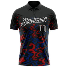 Load image into Gallery viewer, Custom Black Royal-Red 3D Bowling Abstract Grunge Art Performance Polo Shirt
