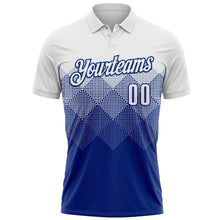 Load image into Gallery viewer, Custom White Royal 3D Pattern Design Gradient Square Shape Performance Polo Shirt
