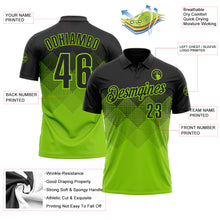 Load image into Gallery viewer, Custom Black Neon Green 3D Pattern Design Gradient Square Shape Performance Polo Shirt
