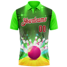 Load image into Gallery viewer, Custom Green Red-White 3D Bowling Bright Star Performance Polo Shirt
