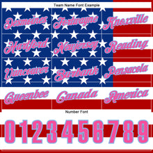 Load image into Gallery viewer, Custom Black Pink Light Blue Red-Royal 3D Cornhole American Flag Performance Polo Shirt
