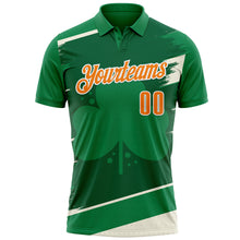 Load image into Gallery viewer, Custom Green Bay Orange-White 3D St. Patrick&#39;s Day Shamrock Performance Polo Shirt
