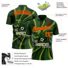 Load image into Gallery viewer, Custom Green Red-Yellow 3D St. Patrick&#39;s Day Shamrock Performance Polo Shirt
