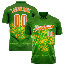 Load image into Gallery viewer, Custom Green Bay Orange-White 3D St. Patrick&#39;s Day Shamrock Performance Polo Shirt
