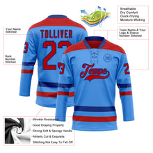 Load image into Gallery viewer, Custom Sky Blue Red-Royal Hockey Lace Neck Jersey
