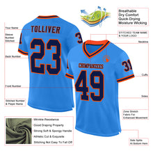 Load image into Gallery viewer, Custom Powder Blue Navy-Orange Mesh Authentic Throwback Football Jersey
