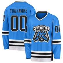 Load image into Gallery viewer, Custom Powder Blue Black-White Hockey Jersey
