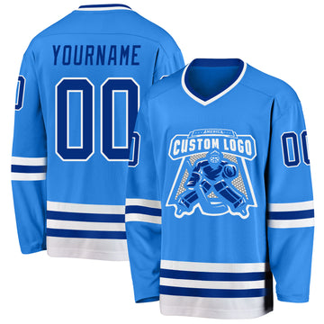 Custom Powder Blue Royal-White Hockey Jersey