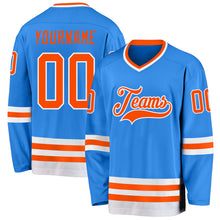 Load image into Gallery viewer, Custom Powder Blue Orange-White Hockey Jersey
